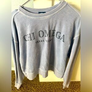 ChiOmega Texas Tech  Charles River blue Ribbed Sweatshirt crew neck size medium